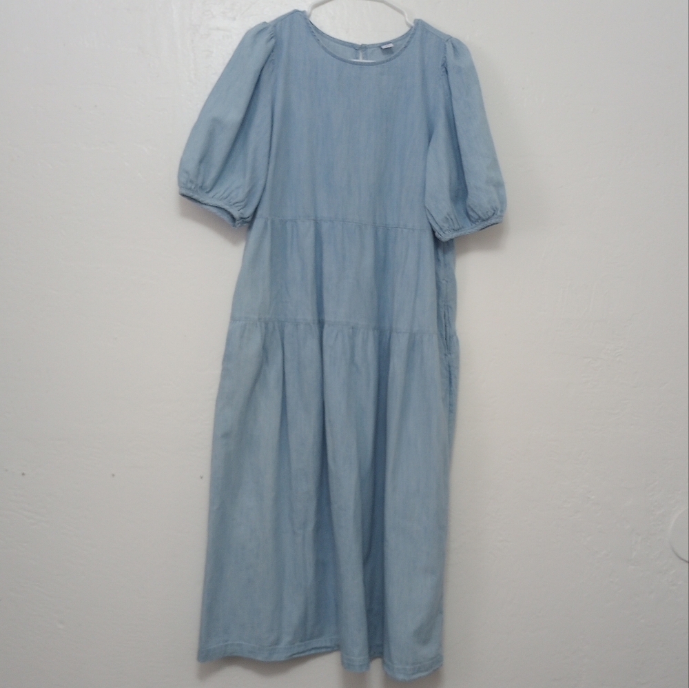 Tiered Denim Midi Dress